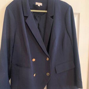 Navy Blue Loft Plus Blazer With Gold Buttons